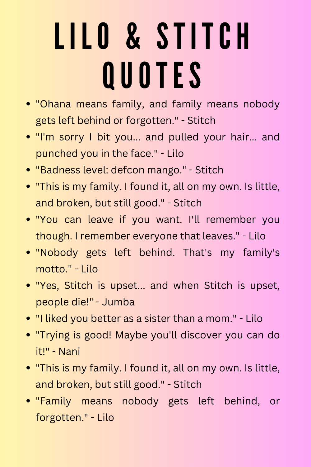 25 Memorable Lilo And Stitch Quotes 25 Memorable Lilo And Stitch Quotes